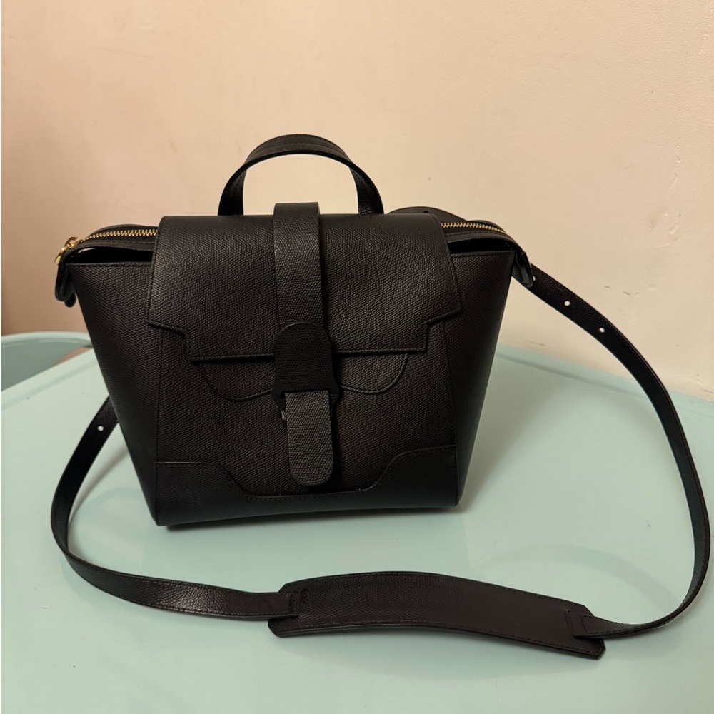 Senreve Mini Maestra Pebbled Leather 4-Way Convertible Handbag black